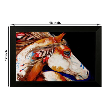 'Single Horse Design' Canvas Framed Painting (Vinyl Board, 45.72 cm x 2.54 cm x 30.48 cm, UV Texture)