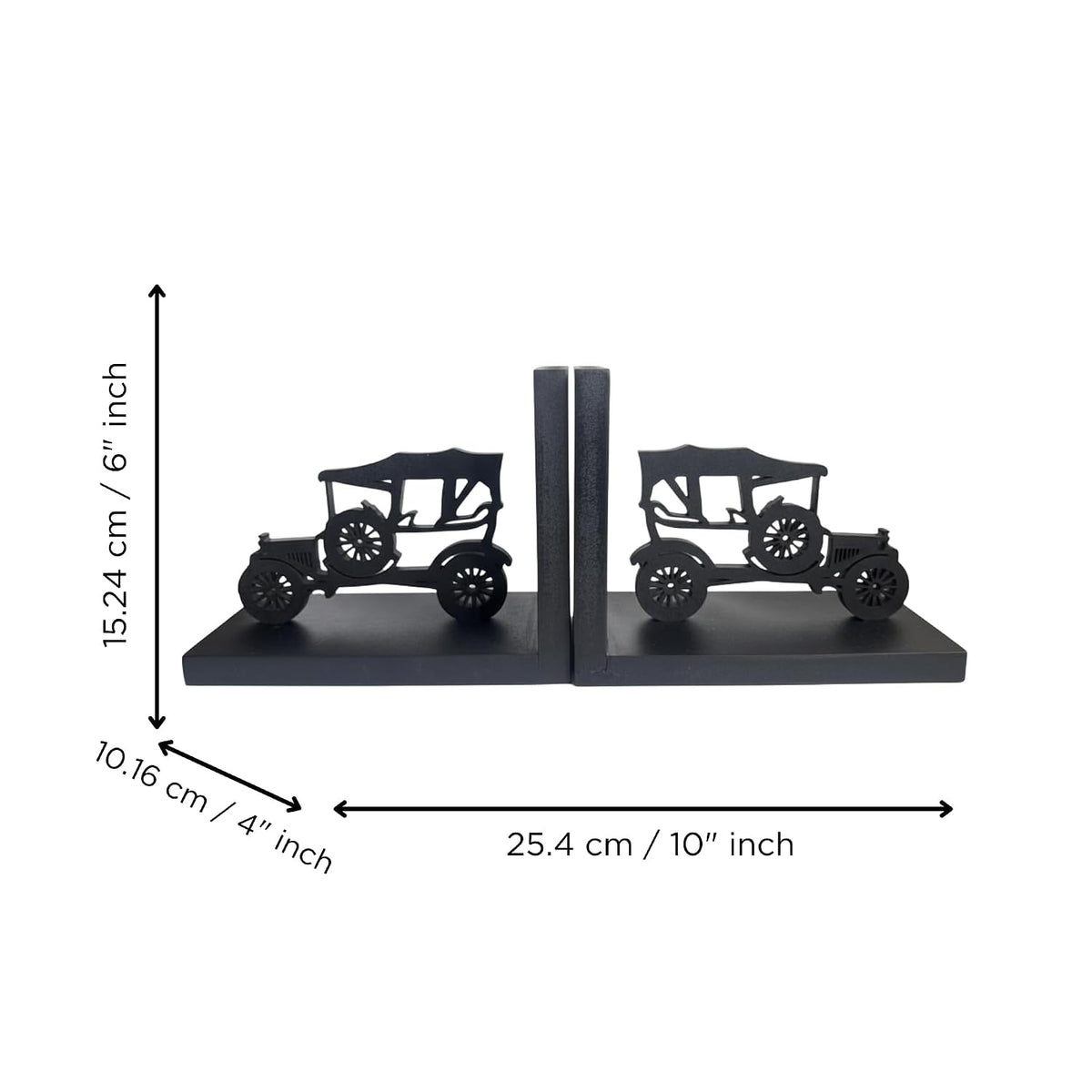 eCraftIndia Wooden Book End with Jeep Showpiece for Home Decor Office Table | Gift for Housewarming Birthday