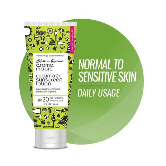 Aroma Magic Cucumber SPF 30 Sunscreen Lotion 50 ml | for Normal to Sensitive Skin | Non-Nano Zinc Oxide, Wheatgerm & Coconut Oil | Cools, Soothes & Protects | No Parabens or Alcohol | Pack of 1