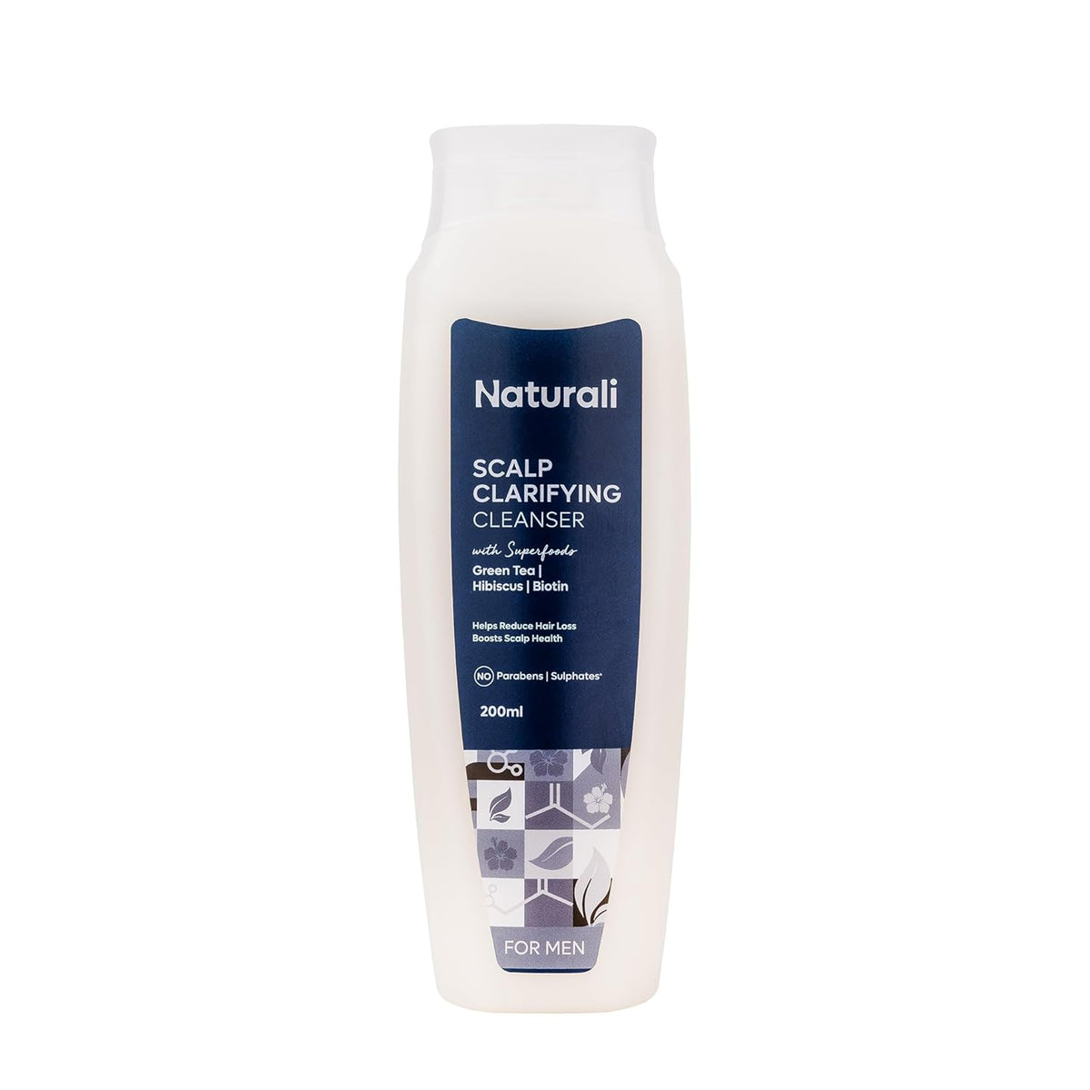 Bottle of Naturali scalp clarifying cleanser on a white background