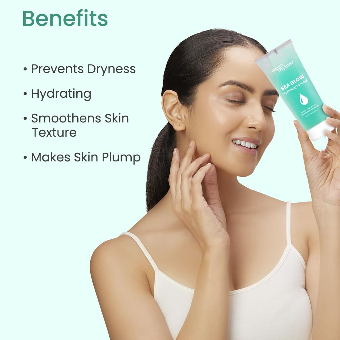 Earth Rhythm Sea Glow Gel Oil Free Lightweight Face Gel, For Intense Hydration, Non Sticky For Dry & Dull Skin, Men & Women- 100g