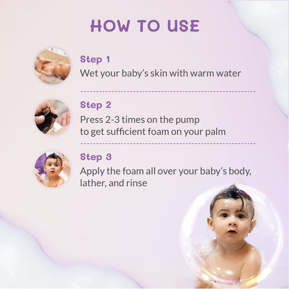 AreoVeda Baby Head-To-Toe Foam Wash With Self-Foaming Pump (100ml) I Tear-Free Baby Wash I 24 Hrs Hydration I pH 5.5 With PENTAVITIN® & Aloe Vera I Safe from Day 1 I Lab Tested, Ecocert Certified, EWG Verified