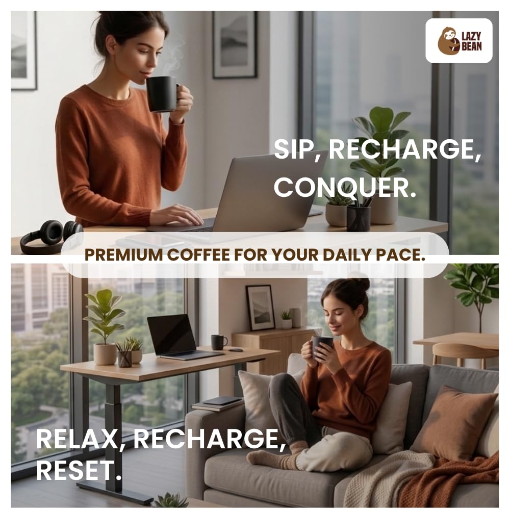 Lazy Bean Hazelnut Flavoured - Premium Instant Coffee Powder 50 g | Strong Black Coffee, Rich Aroma, Quick-Dissolving Granules | Ready in Seconds for Hot or Iced Brews at Home, Office, Travel
