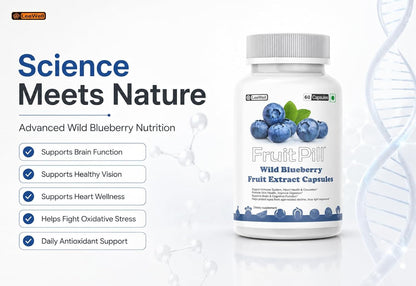(LeeWell) Wild Blueberry Fruit Extract Supplement for Antioxidant, Eye & Brain Wellness- 60 Veg Capsules
