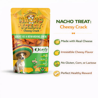 LeafyPaws Nacho Treats Dog Snacks (45g) | Natural Reward Treats for Dogs | 100% Natural Grain Free, Lactose Free, No Added Preservatives (Cheesy Crack)
