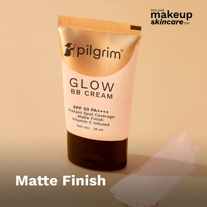 Pilgrim Beige Glow 3-In-1 Natural Bb Cream Medium Coverage For All Skin Types Spf 50 Pa++++ With Niacinamide, Hyaluronic Acid & Vit C - 30G, Pack Of 1