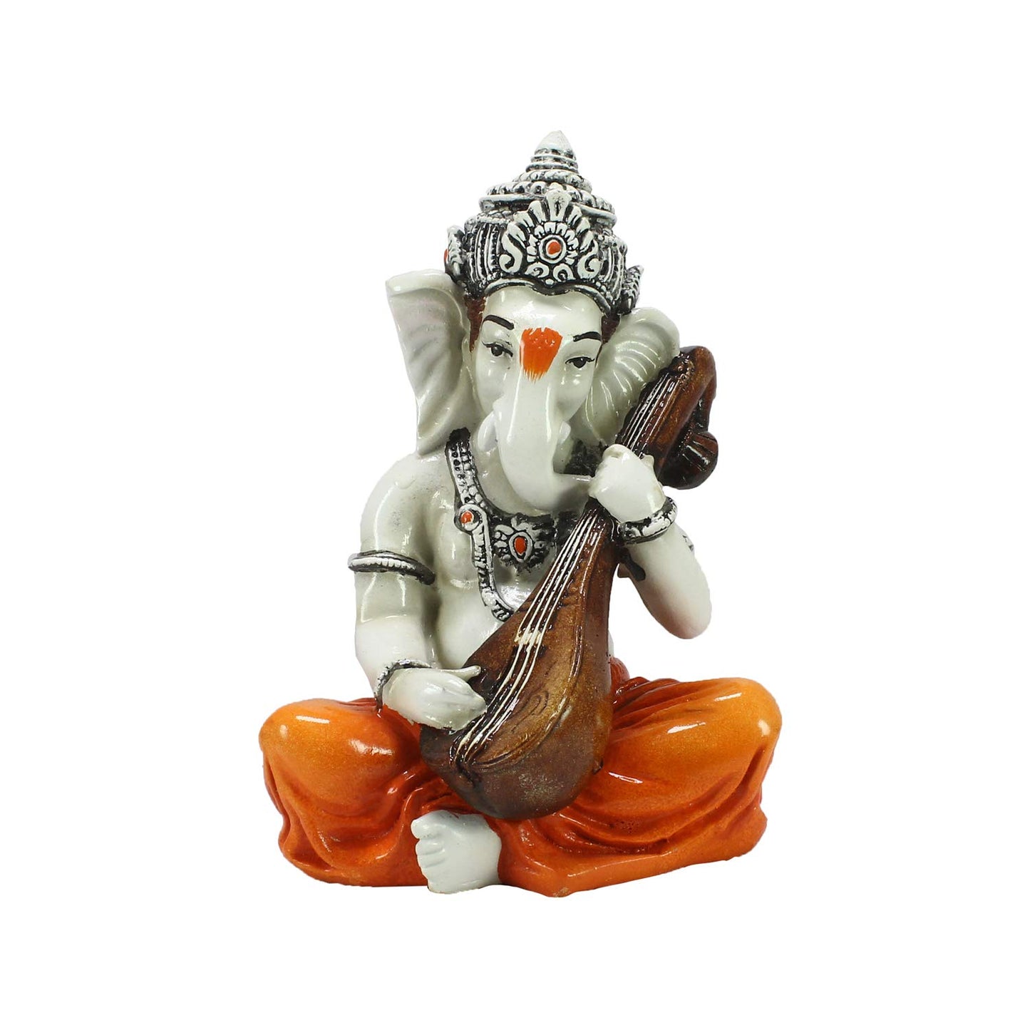 eCraftIndia Lord Ganesha Statue (12 cm x 12 cm x 20 cm, Orange)