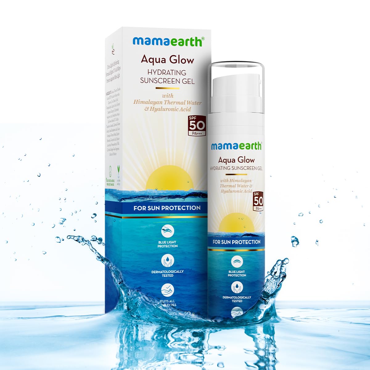 Mamaearth Aqua Glow Hydrating Sunscreen SPF Gel with Himalayan Thermal Water and Hyaluronic AcidShields from UVA&UVB RaysBlue Light ProtectionTan ProtectionFor All Skin TypesUnisex50 g