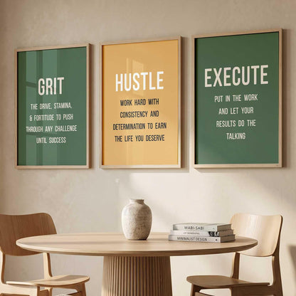 motivational quotes wall frames posters for room office wall decoration items Wall Decor Digital Reprint engineered wood Set of 3 (13X17 inch)