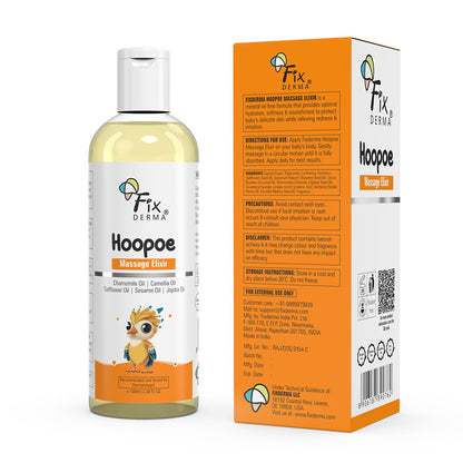 Fixderma Hoopoe Baby Massage Elixir|Baby Oil with Chamomile, Camellia, Safflower, Seasome & Jojoba Oil |Baby Massager Oil | Dermatologist Tested (100 Ml)