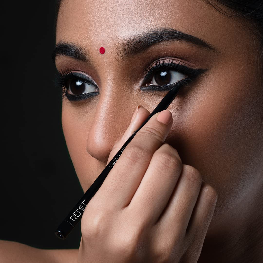 RENEE Hard Black Kajal Pen with Sharpener 0.35gm, Pack Of 2 | Matte Finish | Rich Color Payoff | Long Lasting Upto 24hrs, Smudge & Water Proof Formula