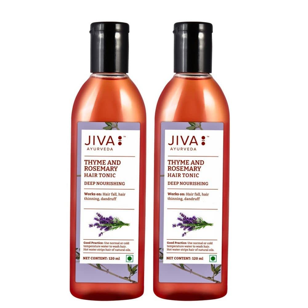 Jiva Thyme & Rosemary Tonic 120ml | 100% Pure & Natural | Nourishes Hair Follicles & Prevents Hairfall, Dandruff and Premature Greying & Baldness | Relieves Vata & Pitta-Dominated Issues (Pack of 2)