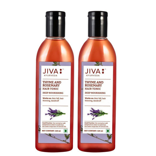 Jiva Thyme & Rosemary Tonic 120ml | 100% Pure & Natural | Nourishes Hair Follicles & Prevents Hairfall, Dandruff and Premature Greying & Baldness | Relieves Vata & Pitta-Dominated Issues (Pack of 2)
