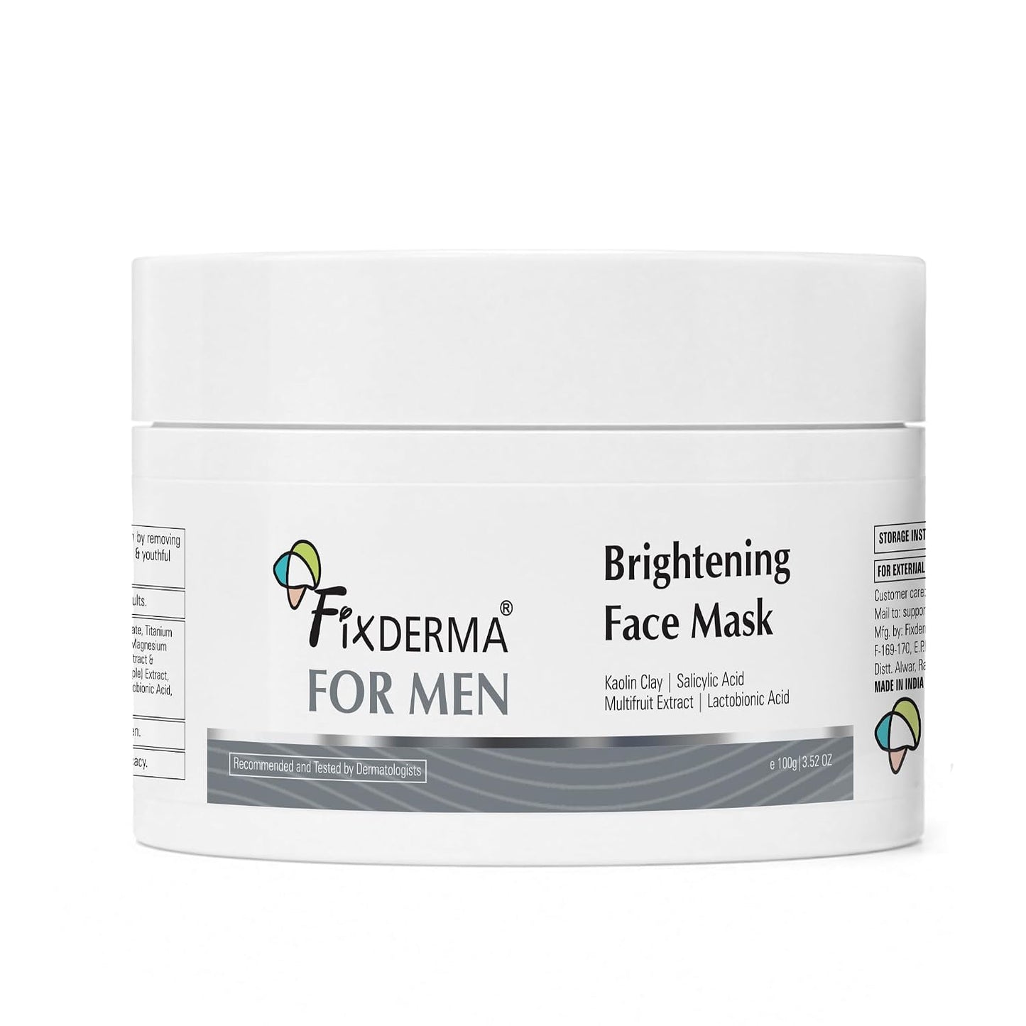 Fixderma Brightening Face Mask for Men | Clay Mask For Blackheads - 100g