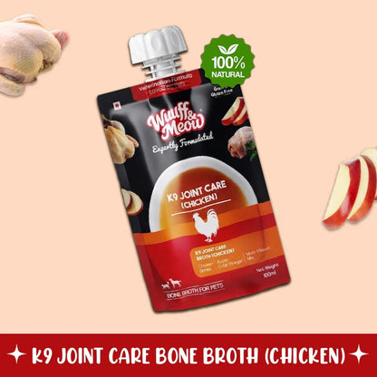 Wuuff & Meow K9 Joint Care Chicken Bone Broth for Dogs | Human Grade & Multi-Vitamin Mix | Dog Supplement | Vet-Formulated Joint Support (100g (Pack of 1))