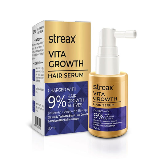 Streax Vita Growth Hair Serum packaging and bottle on a white background