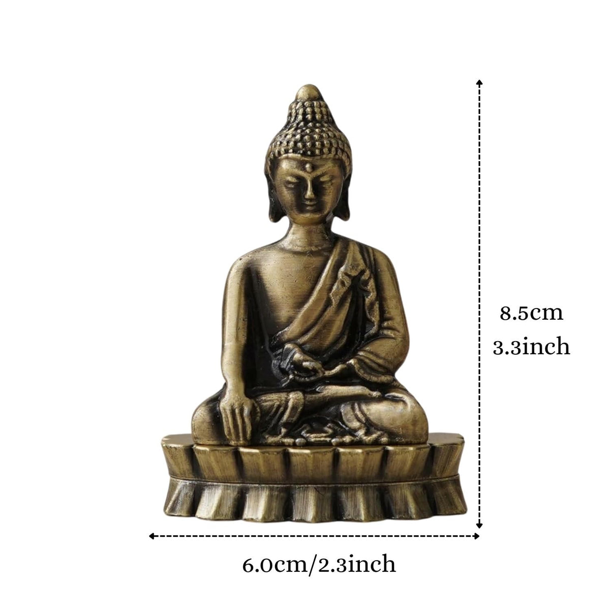 Metal Gautam Buddha Statue Blessing Buddha Showpiece for Car Dashboard Home Office Shelf Desktop Living Room Feng Shui Good Luck Gift Items