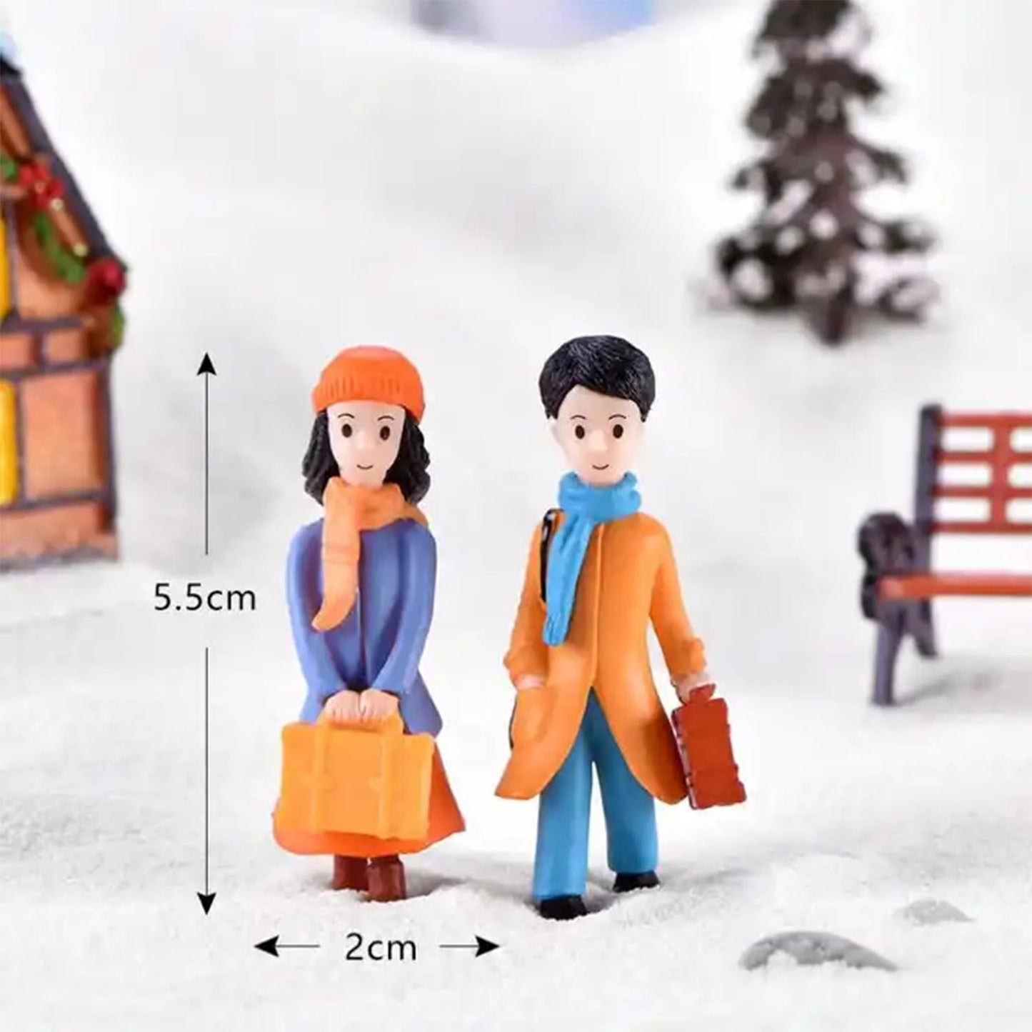 Ascension Romantic Winter Couple Miniature Toys Gift for Girlfriend Boyfriend Husband Wife Valentines Day Gifts Miniature Home DIY Living Room, 1.2 x 5.3 cm, Multicolor