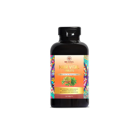 WE HERBAL Hair Vital Tablets 120 Tablets, Ayurvedic Hair Growth Supplement, Helps Reduce Hair Fall Strengthens Roots and Improves Hair Health, Supports Scalp Nutrition and Hair Thickness, Herbal Formula for Men and Women