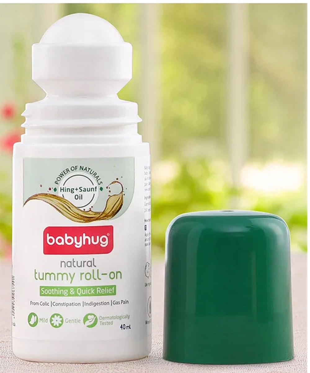 Babyhug Natural Tummy Roll-On for Babies, 40 ml, Soothing and Quick Relief from Colic, Constipation, Indigestion, with Saunf and Hing Oil