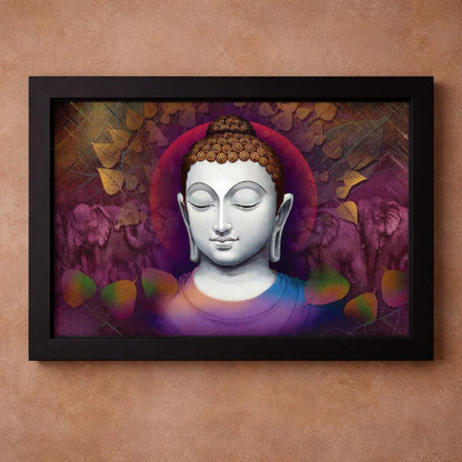 Positive Aura Buddha Art Framed Painting | Ready to Hang (Wood, 12inch x 18 inch)