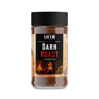 IKIE Dark Roast Instant Coffee Powder 100g | 100% Arabica | No Chicory | Intense Bold Flavour | Strong Black Coffee