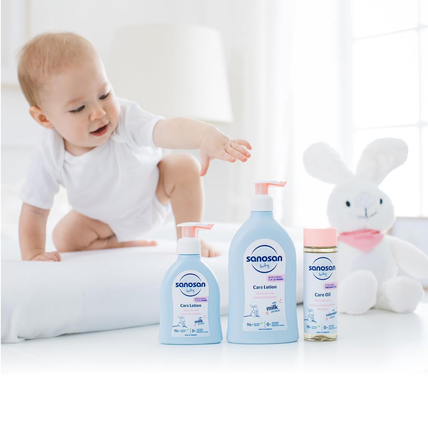 sanosan Baby Care Lotion| Suitable for baby’s delicate skin| with Moisturizes 24 hours parabens|paraffins| silicones & phenoxyethanol| Clinically Tested|200 ml