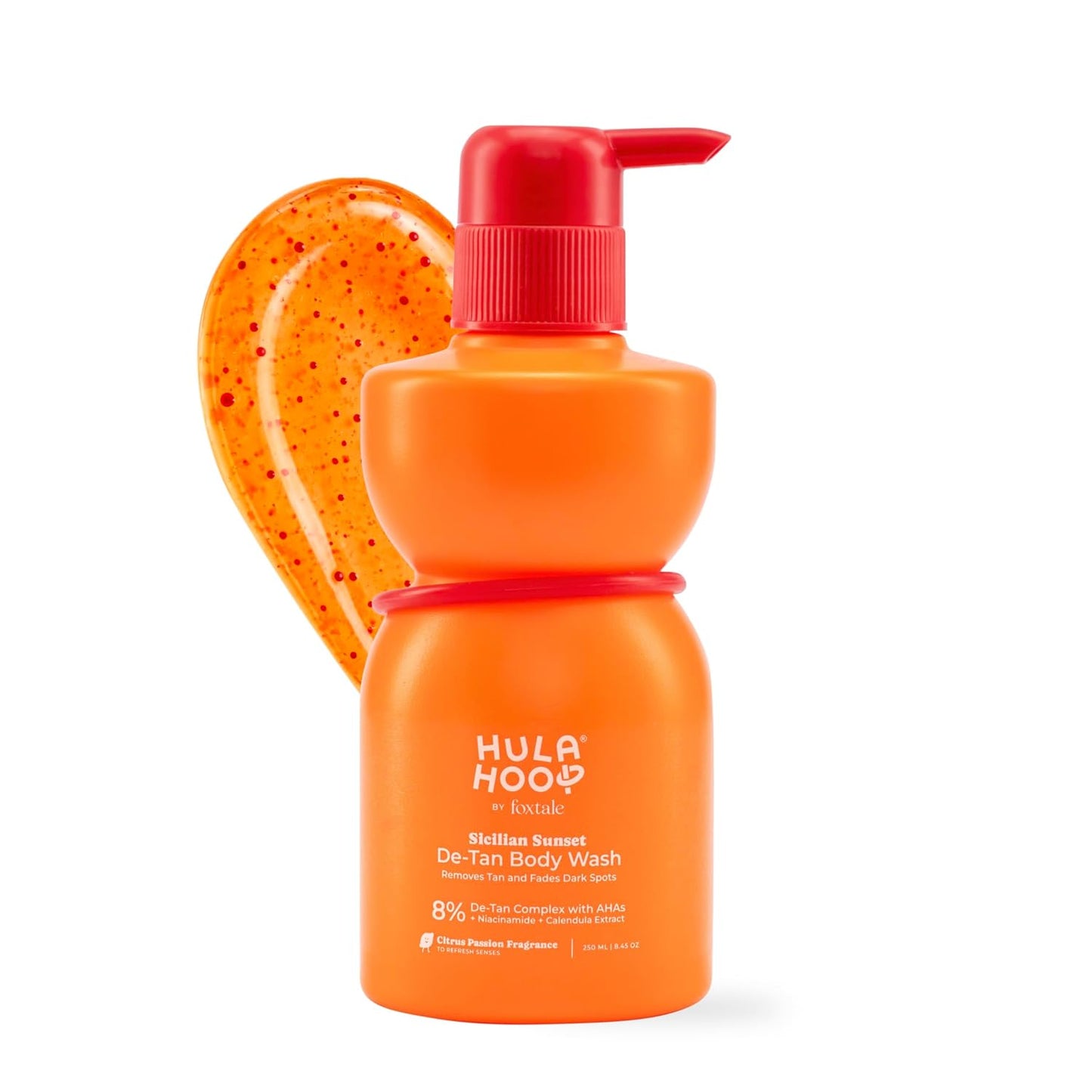 FoxTale Hula Hoop 8% De-Tan Body Wash by Foxtale | Removes Tan & Reduces Pigmentation | With Niacinamide, Glycolic Acid, & Calendula Extract | For All Skin Types | 250 ml