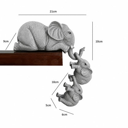THE SACRED GIFTS Decorative Elephant Family Shelf Sitter | Mother & Baby Hanging Figurines | Hand-Painted Resin Statue | Home Decor | Table Decor | Gift for Mother's Day Special | Home Decorative Item