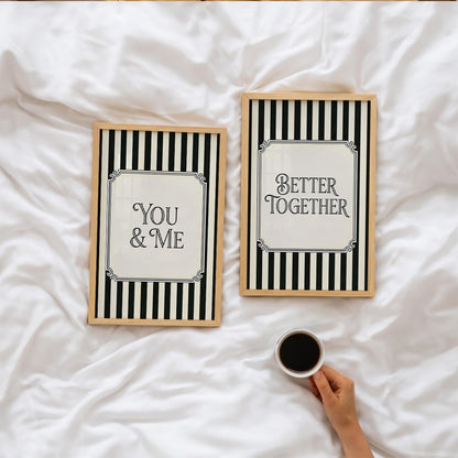 Couple Quote Wall Art Set of 2, Black & White Framed Prints (Art 10, 10x13 Inches)