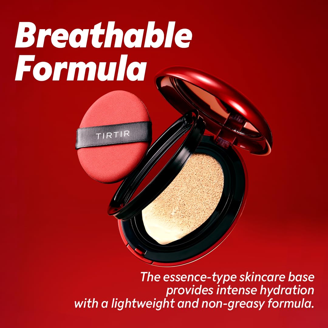 TIRTIR Mask Fit Red Cushion Foundation, Full Coverage, Skin Fit, Satin Glow Finish, Korean Cushion Foundation #21N IVORY | 4.5g