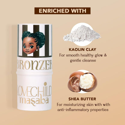 LoveChild Mini Masaba Bronzer Stick To Sculpt, Define & Lift, Contour Makeup, Matte Finish, Smooth Glide, Makeup Stick Suitable for All Indian Skin Tones, Fist Bump (Deep Brown) 7.5g