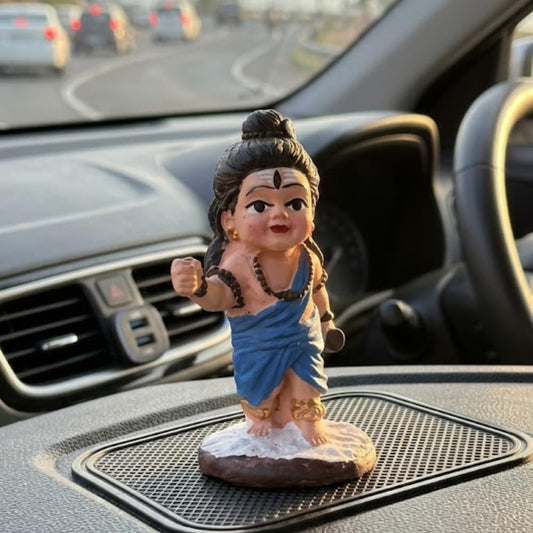 Shivji Idol for Car Dashboard, Home Temple & Office Desk | Compact Resin Mahadev Murti for Puja Room, Table Decor & Spiritual Gift | Small Lord Shiva Statue (Baby Shiva Blue)