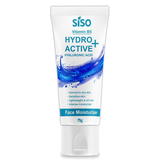 Siso Hydro Active+ Face Moisturizing Cream 75g | Vitamin B5, Hyaluronic Acid, Shea Butter & Glycerin | Deep Hydration & Non-Greasy Formula | Dry to Normal skin | For All Skin Types