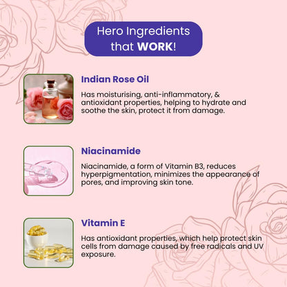 Product packaging with hero ingredients listed on a pink background