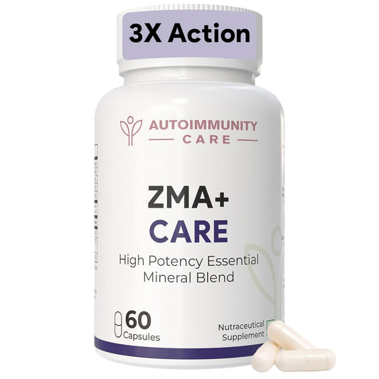 Autoimmunity Care ZMA+ Care | Zinc Magnesium Supplement with Vitamin B6 | Supports Sleep, Muscle Recovery, Brain Health, Immunity & Stress Relief | ZMA Supplement for Men & Women | 60 Caps (30 doses)
