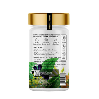 Dia Free 2X Tablets,30 Tablets | Single Dose Daily | Helps Manage Sugar Levels With Karela, Jamun, Gudmar & 3 More | 1 Month Pack