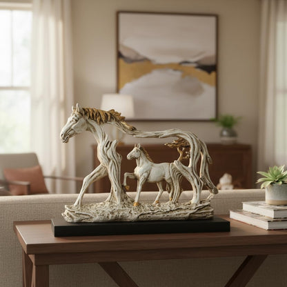 Lamcy Plaza Resin White Running Horse Statue Showpiece - 8.5 Inch | Home Decor Items for Hall Showcase, Living Room & Bedroom | Resin Home Decor Showpiece for Gift Purpose