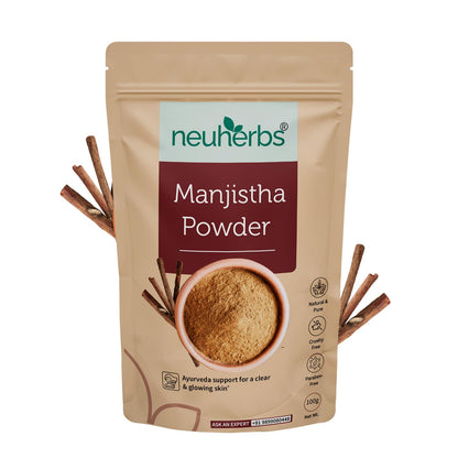 Neuherbs Manjistha Powder 100g For Men & Women | Pure & Natural Powder for Clean and Glowing Skin | Cruelty & Paraben Free | With No Artificial Colour & Additives