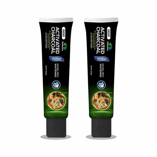 Jagat Devsutra Dr. Trusted Ayurvedic HERBAL Activated Charcoal Toothpaste for Teeth Whitening - 100% Natural Formula with Mint Flavour, No Fluoride & Artificial Colours - Pack of 2 (125g x 2)