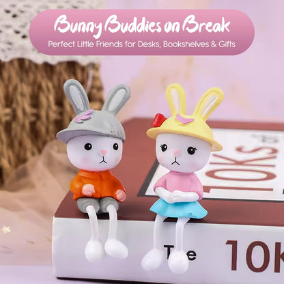 Nostrae Bunny Couple Miniature Toys & Cute Miniatures Decorative Items | Small Figurines for Home Decor | Desk Decoration Miniature Things, Gifts & Mini Showpieces Desk Decor (Set of 1)