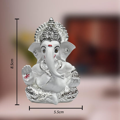 999 Silver Plated Lord Ganesha Idol for Temple, Puja Room, Home Decor, Gifting| Murti Ganpati Idol for Peace, Prosperity, Positive Energy, Good Luck, Success (8.89 x 5.08 cm)