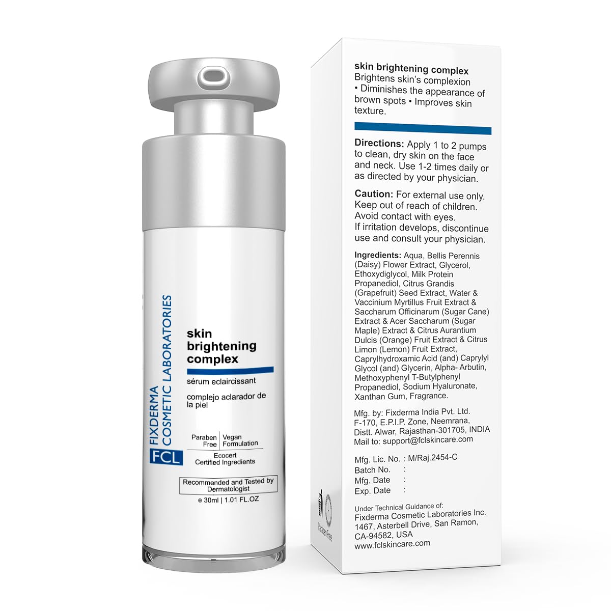 FCL Skin Brightening Complex Cream, Improves Skin Texture, Hyaluronic Acid, Alpha Arbutin, Deeply Hydrates & Moisturizes For All Skin Types - 30ml