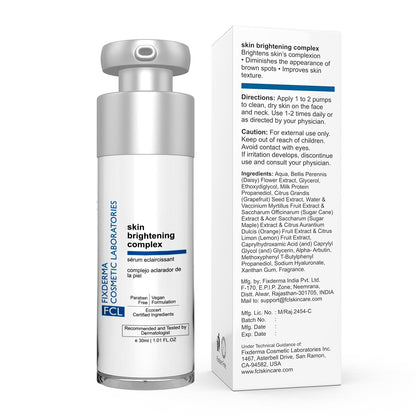 FCL Skin Brightening Complex Cream, Improves Skin Texture, Hyaluronic Acid, Alpha Arbutin, Deeply Hydrates & Moisturizes For All Skin Types - 30ml