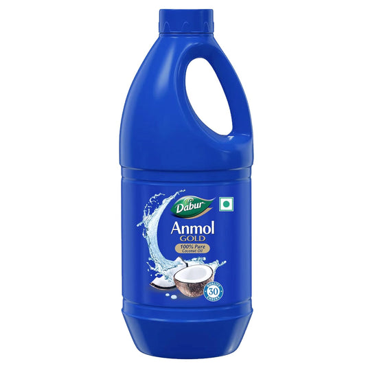 Dabur Anmol Gold 100% Pure Coconut Oil - 900ML | Natural | Nariyal Tel | Handpicked Sundried Coconuts | Multipurpose Oil