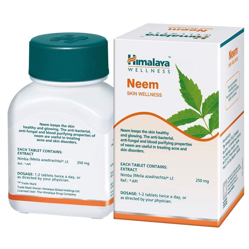 Himalaya Wellness Neem skin wellness product with bottle and packaging on a white background