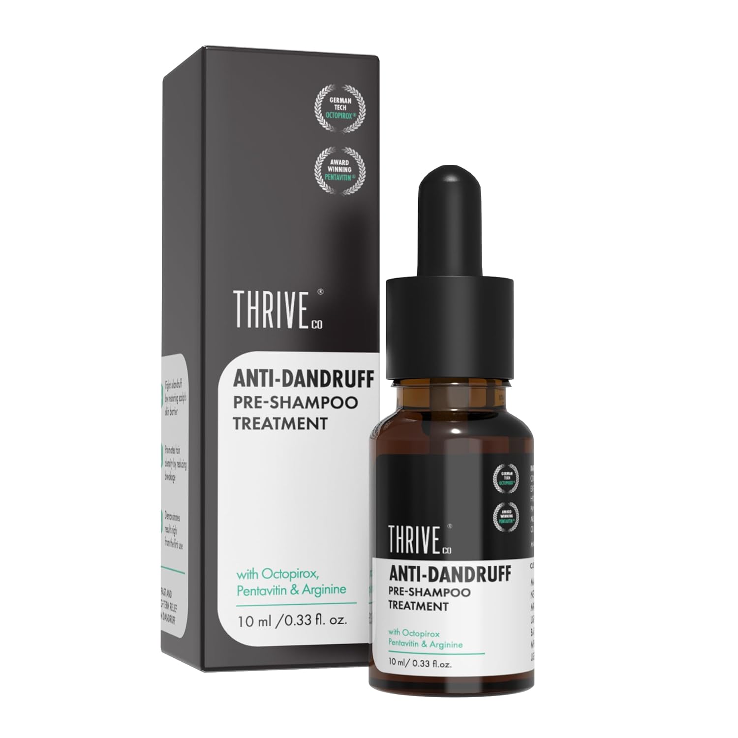 Thrive Anti-Dandruff Pre-Shampoo Treatment bottle and packaging on a white background