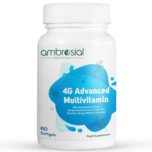 Ambrosial Essentials 4G Advanced Multivitamin bottle on a white background