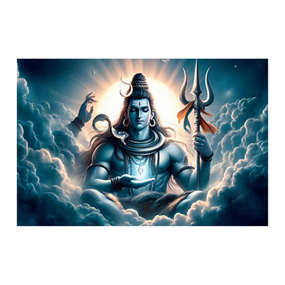 Mahadev/Shiva Paintings for Living room, Mahadev/Shiva Poster Big Size with Sparkle Coated Lamination - 352 (Self Adhesive) 18x24 Inch