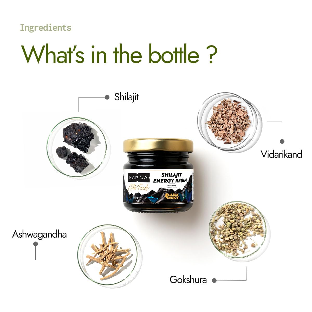 Kapiva Shilajit Energy Resin 20g | With 100% Pure Shilajit/Shilajeet | 500mg/Serving | Boosts All day Energy & Stamina | 40 Servings | Contains Aswagandha, Gokshura Vidharikand |100% Ayurvedic